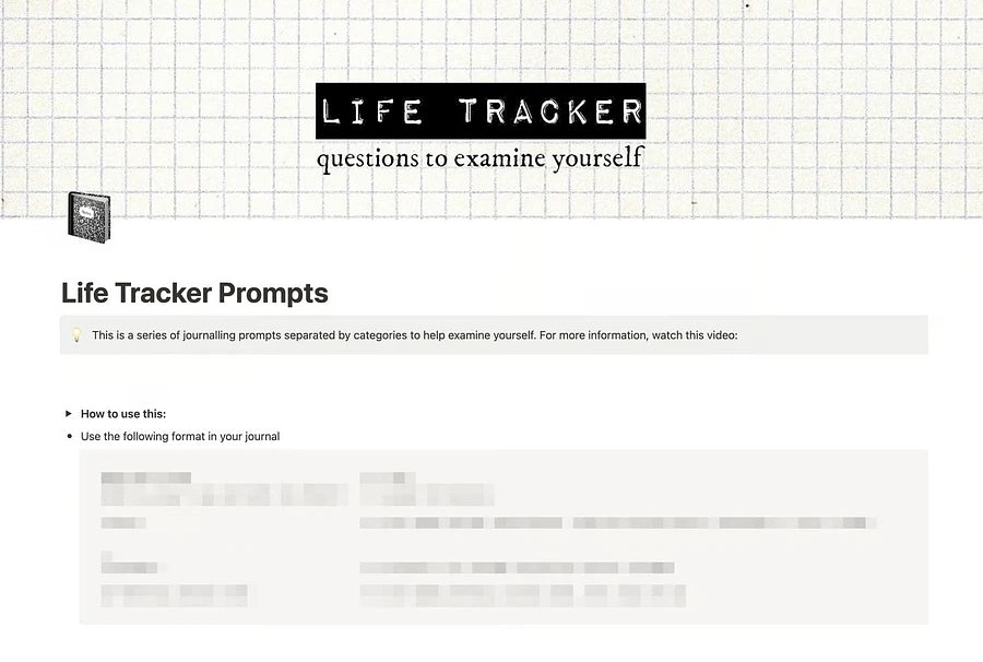 Life Tracker Journalling Prompts (Notion Template)